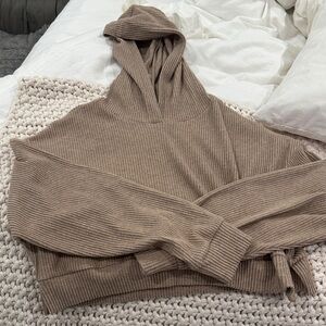 ALO Yoga Ribbed Beige Hoodie